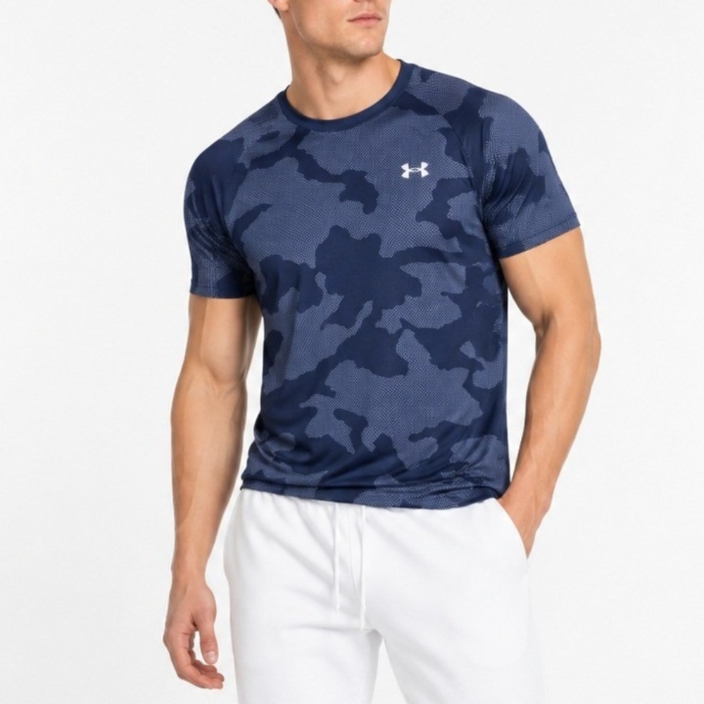 Under Armour Mens Velocity Jacquard‎ SS Tee Navy Camo Large NEW